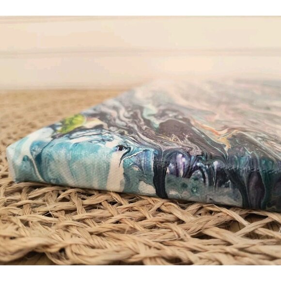 SET/2 Coastal Waves Flow Fluid Art, Hand Painted, Swipe and Spin Abstract, EUC - Picture 9 of 16